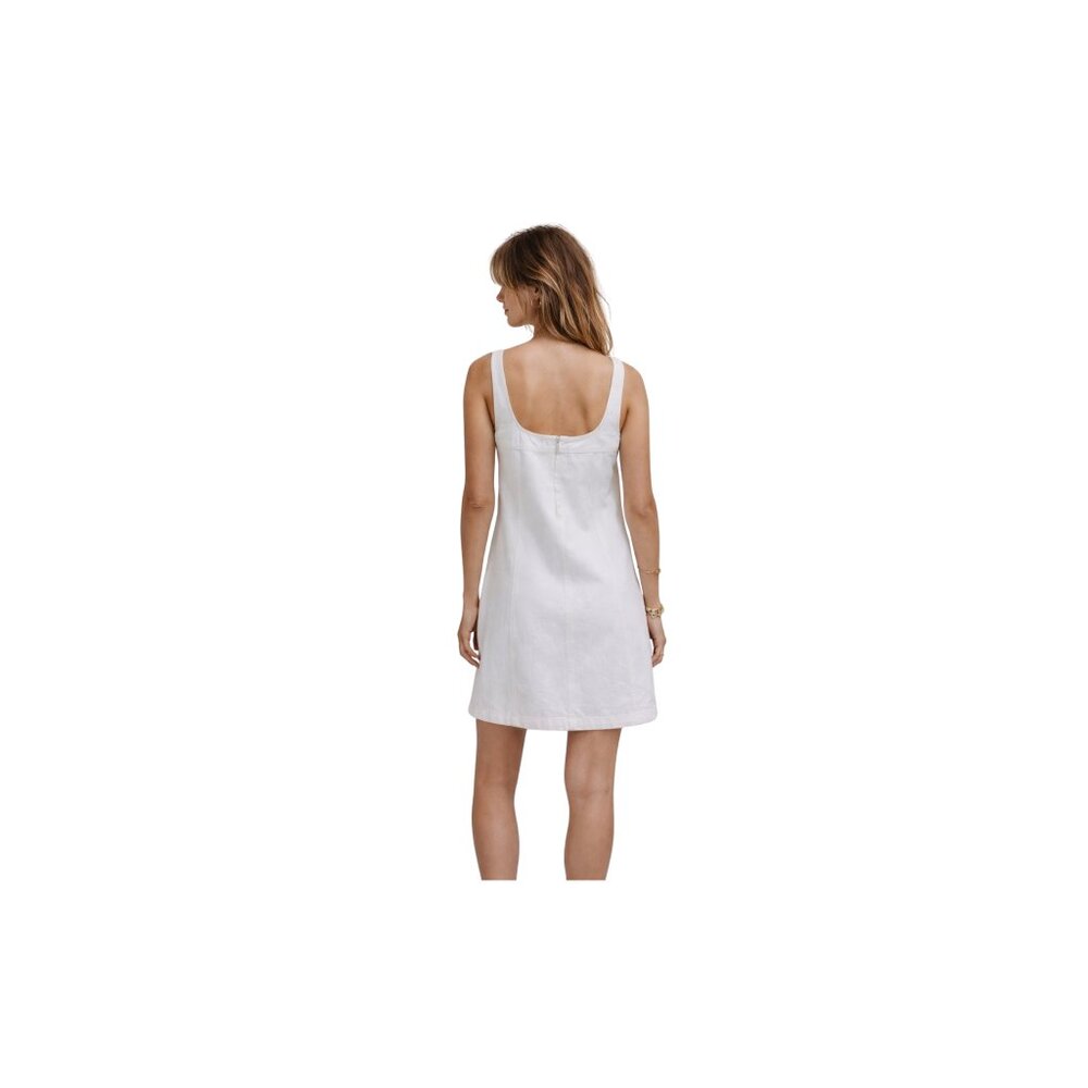 Madewell White Denim A-Line Mini Dress Square Neck Sleeveless NWT - Picture 2 of 4